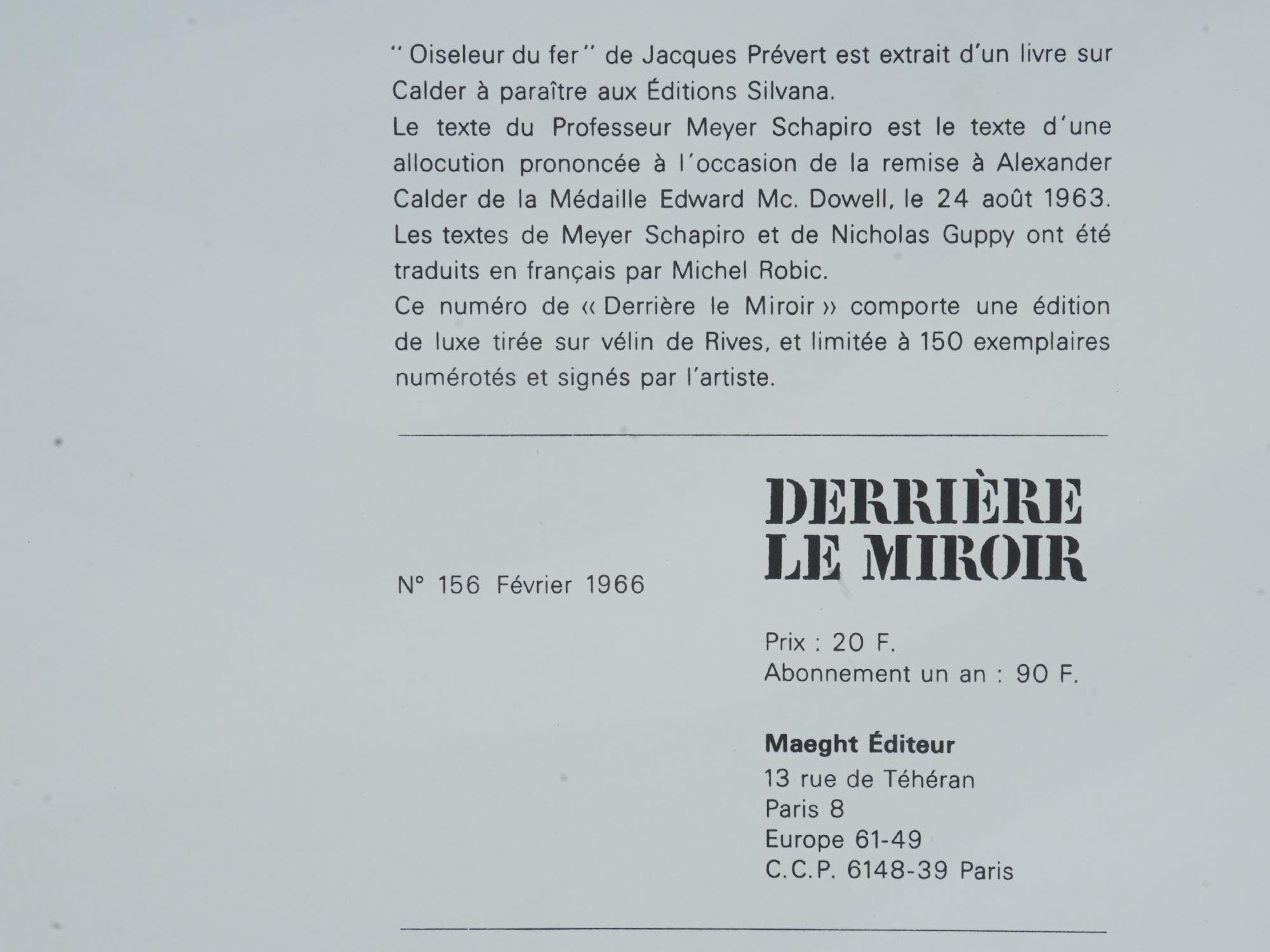 FRENCH ALEXANDER CALDER ISSUE DERRIERE LE MIROIR PIC-6